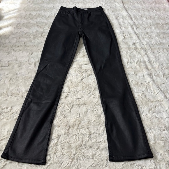 Abercrombie & Fitch Sz 25/0R Black Coated Ultra High Rise 90s Slim Straight Jean - Picture 4 of 6
